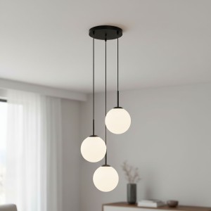 Deore lampa wisząca 3xE27 czarna/biała PND-5578-3S-BK