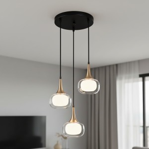Konila lampa wisząca 3-punktowa czarna/mosiądz PND-99709-3A-BRO-CL