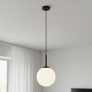 Deore D20 lampa wisząca 1xE27 czarna/biała PND-5578-1S-BK