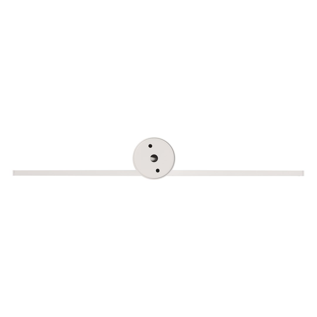 Kinkiet Artist L40,5 LED w kolorze białym, długość 40,5 cm, moc 6W, temperatura barwowa 4000K, stopień ochrony IP44. Prosty design z okrągłym mocowaniem i cienkim ramieniem. Ujęcie frontalne na jednolitym tle.