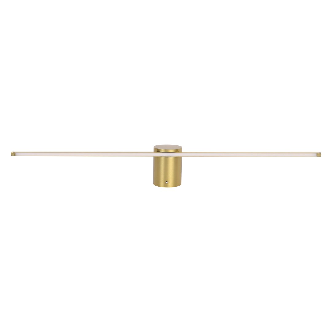 Kinkiet Artist L60,5 LED 9W 4000K IP44 w kolorze złotym. Posiada cylindryczną podstawę i poziome, prostokątne źródło światła. Produkt montowany na ścianie, idealny do nowoczesnych wnętrz.