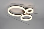 Czarna lampa sufitowa Scope z trzema pierścieniami LED o mocy 32W i temperaturze barwowej 3000K. Wymiary: 510mm x 405mm, wysokość 125mm. Lampa zamontowana na suficie, nowoczesny design.