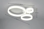 Lampa sufitowa Scope z trzema źródłami LED, o mocy 32W i barwie 4000K, w kolorze białym. Posiada dwa okrągłe elementy: większy o średnicy 510 mm i mniejszy o średnicy 405 mm. Montaż sufitowy, wysokość 125 mm.