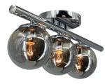 Lampa sufitowa Argo z trzema kloszami E14 w kolorze chromu. Klosze mają kształt półkulistych, transparentnych kul, a całość zamontowana jest na prostym, metalowym stelażu. Idealna do nowoczesnych wnętrz.
