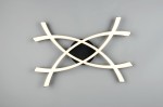 Pollock lampa sufitowa 1xLED 22W w kolorze czarnym, z okrągłą podstawą i stylowymi, asymetrycznymi ramionami w kształcie fal. Lampa posiada białe źródło światła LED, zamontowana na szarym tle, w pozycji poziomej.