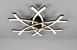Czarna lampa sufitowa Pollock z jednym źródłem LED 33W, o nowoczesnym, geometrycznym kształcie. Składa się z elastycznych, podświetlonych ramion, które tworzą efektowną kompozycję. Montowana na suficie, widok z góry.