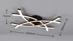 Czarna lampa sufitowa Pollock z jedną diodą LED 33W, o wymiarach 600mm x 400mm x 75mm. Posiada nowoczesny, zgrabny kształt w formie krzyżujących się linii, z widocznym źródłem światła. Montowana do sufitu.