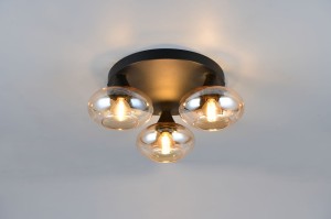 Divina lampa sufitowa 3xE14 czarna bursztynowy R66643013