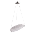 Lampa wisząca Empire z jednym źródłem LED 17W, chromowana, o owalnym kształcie. Posiada teksturowaną powierzchnię oraz jest zawieszona na cienkich linkach. Montaż sufitowy, nowoczesny design.