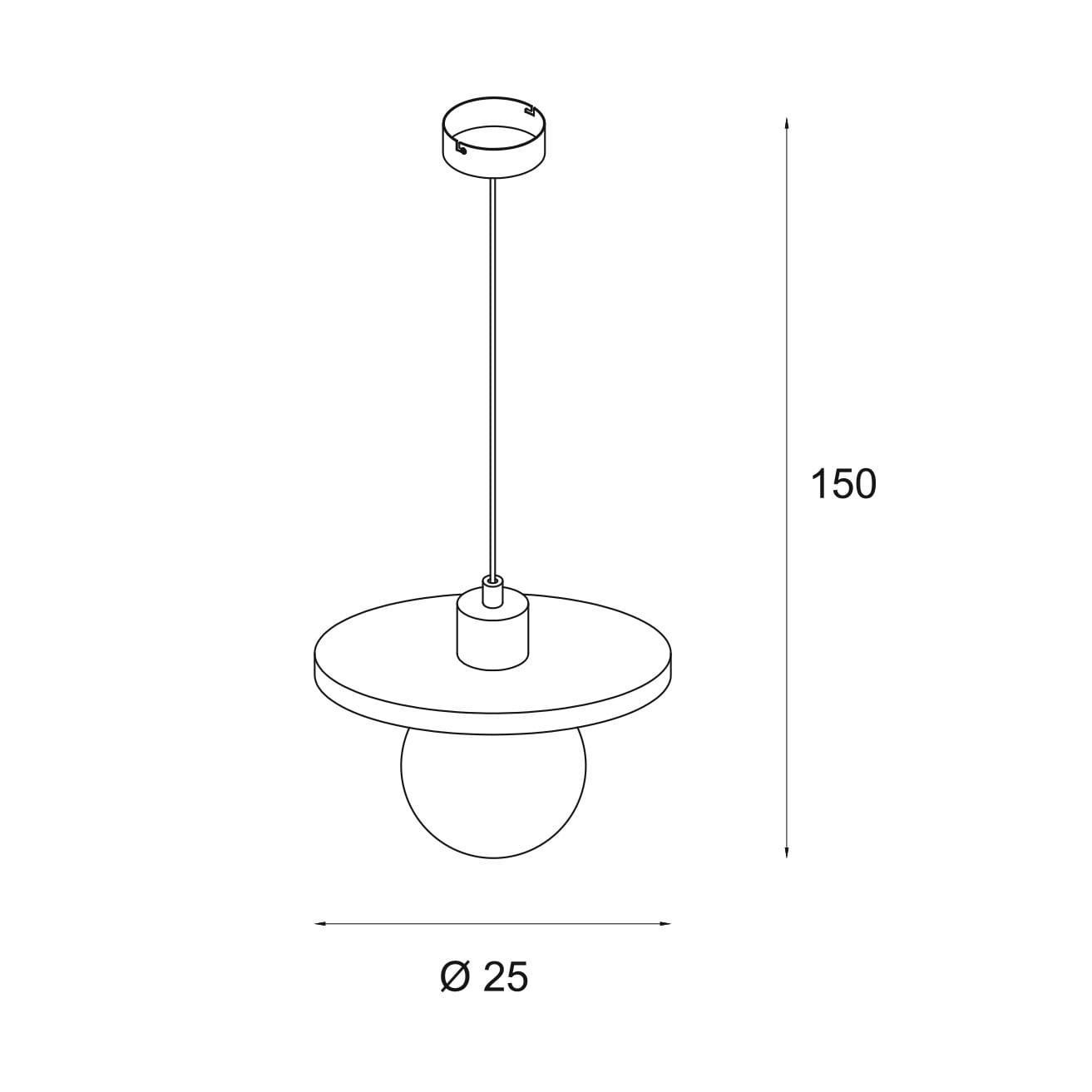 Lando lampa wisząca z naturalnego kamienia, z okrągłym kloszem o średnicy 25 cm i długości 150 cm. Prosty design z wiszącym źródłem światła. Idealna do nowoczesnych wnętrz.