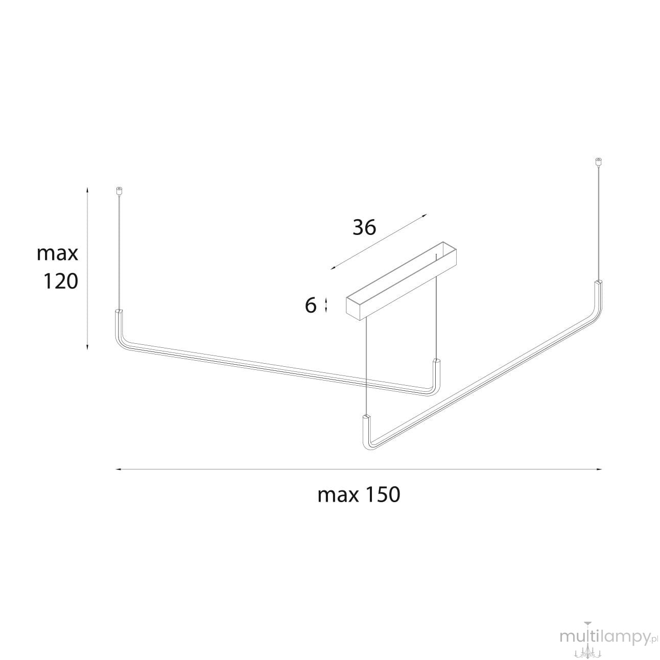 Lampa wisząca Urus 2xLED 30W w kolorze czarnym. Prosty, nowoczesny design z podłużnym, prostokątnym kloszem. Wymiary: długość 150 cm, wysokość do 120 cm. Elementy montażowe w komplecie. Idealna do przestrzeni mieszkalnych i biurowych.