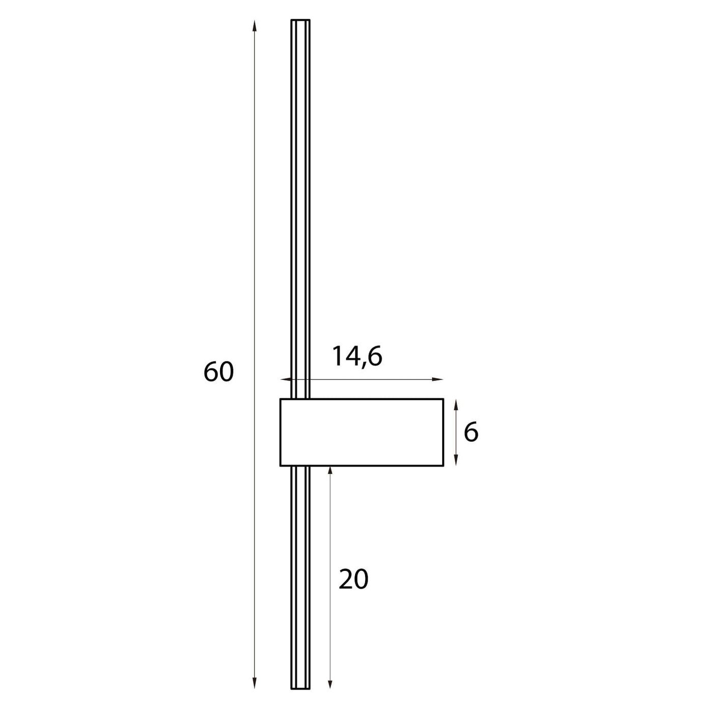 Kinkiet Spirit 1xLED 9W w kolorze złotym, o prostokątnym uchwycie i cienkiej, pionowej konstrukcji. Wymiary: wysokość 60 cm, szerokość 14,6 cm, głębokość 6 cm. Produkt montowany na ścianie, minimalistyczny design.