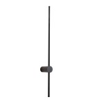 Kinkiet Spirit 1xLED 12W w kolorze czarnym, o minimalistycznym designie. Oświetlenie składa się z długiego, prostokątnego elementu oraz okrągłej podstawy. Produkt montowany na ścianie, z widocznym źródłem światła LED. Tło białe.
