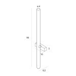 Czarny kinkiet Thora 1xLED 18W IP44, minimalistyczny design. Wysokość 90 cm, średnica 4 cm, prostokątna podstawa o wymiarach 16x5 cm. Montaż ścienny, idealny do wnętrz i na zewnątrz.
