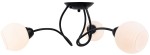 Lampa sufitowa Aria w kolorze czarnym, z trzema okrągłymi kloszami z mlecznego szkła. Ułożona w sposób wiszący, z metalowymi ramionami. Klosze równomiernie rozmieszczone, z widocznym mocowaniem. Idealna do nowoczesnych wnętrz.