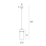 Lampa wisząca Signature z jedną diodą LED 8W w kolorze mosiądzu. Wymiary: długość 220 cm, średnica klosza 15 cm, wysokość klosza 31 cm. Prosty, elegancki design z okrągłym mocowaniem sufitowym.