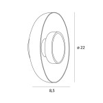 Kinkiet Signature 1xLED 9W w kolorze mosiądzu, o okrągłym kształcie, z centralnym źródłem światła. Wymiary: średnica 22 cm, głębokość 8,5 cm. Prosty design, idealny do nowoczesnych wnętrz.