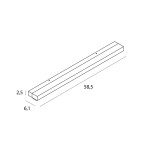 Czarny kinkiet Trio Arc z jedną diodą LED 7W, o temperaturze barwowej 3000K. Prostokątna forma o wymiarach 58,5 cm długości, 6,1 cm szerokości i 2,5 cm wysokości, przeznaczony do montażu na ścianie, z klasą ochrony IP44.
