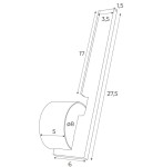 Kinkiet Merano 1xLED 6W w kolorze złotym. Prosta, nowoczesna forma z prostokątną podstawą i okrągłym kloszem. Wymiary: długość 27,5 cm, szerokość 6 cm, wysokość 17 cm. Montaż ścienny, idealny do wnętrz.
