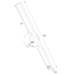 Kinkiet Merano 2xLED 10W w kolorze czarnym, o prostokątnej formie. Wymiary: długość 45 cm, wysokość 17 cm, grubość 1,5 cm. Element mocujący w kształcie okręgu, średnica 8 cm. Idealny do nowoczesnych wnętrz.