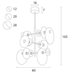 Lampa wisząca Allure z 14 diodami LED, moc 42W, w złotym kolorze. Wymiary: średnica 60 cm, wysokość 105 cm. Posiada okrągły sufitowy uchwyt oraz sześć dysków w różnych rozmiarach. Idealna do nowoczesnych wnętrz.