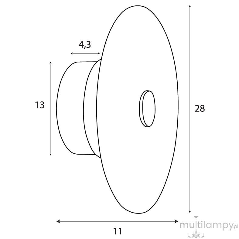 Kinkiet Allure 1xLED 5W w kolorze złotym, transparentny. Okrągła, płaska podstawa o średnicy 28 cm, z centralnym otworem. Wysokość 13 cm, głębokość 4,3 cm. Zmniejszona tekstura, minimalistyczny design idealny do nowoczesnych wnętrz.