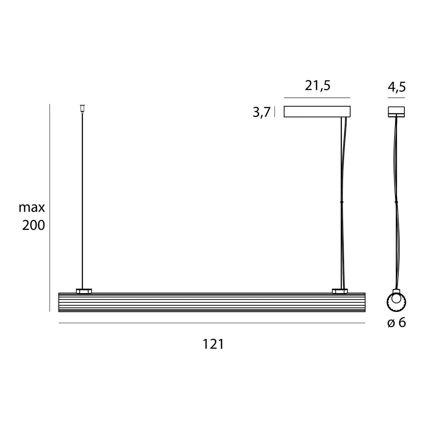 Lampa wisząca Fayette 1xLED 20W IP44 w kolorze czarnym, z prostokątnym, minimalistycznym designem. Wymiary: długość 121 cm, wysokość max 200 cm, szerokość 21,5 cm, grubość 4,5 cm. Idealna do nowoczesnych wnętrz.