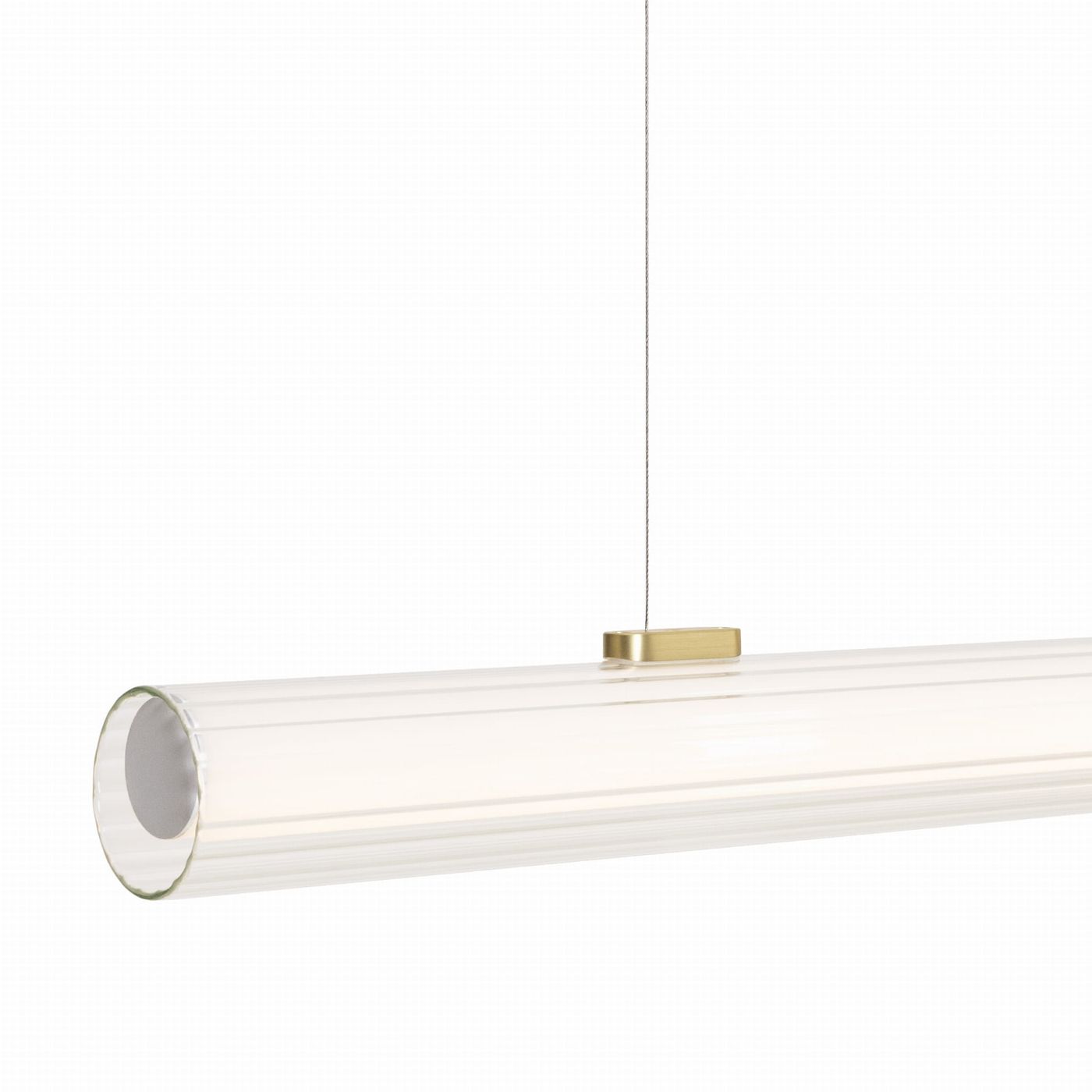 Lampa wisząca Fayette 1xLED 20W IP44 w złotym wykończeniu. Przezroczysta, cylindryczna klosz z teksturą, zawieszona na cienkim przewodzie. Elegancki design idealny do nowoczesnych wnętrz.