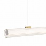 Lampa wisząca Fayette 1xLED 20W IP44 w złotym wykończeniu. Przezroczysta, cylindryczna klosz z teksturą, zawieszona na cienkim przewodzie. Elegancki design idealny do nowoczesnych wnętrz.