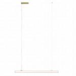 Lampa wisząca Fayette z jednym źródłem LED 20W, IP44, w kolorze złotym. Prosty design z długim, prostokątnym kloszem i minimalistyczną, złotą podsufitką. Zawieszona na cienkim, białym przewodzie. Idealna do nowoczesnych wnętrz.