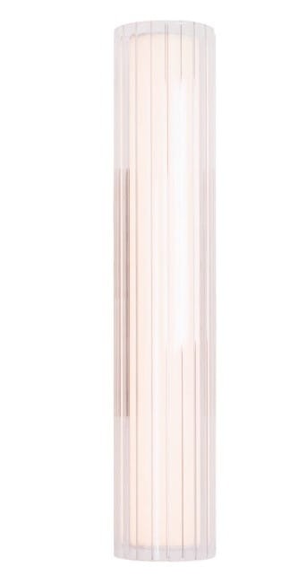 Kinkiet Fayette 1xLED 6W IP44 w kolorze czarnym, prostokątny, z przezroczystą obudową z pionowymi żłobieniami. Ułożony pionowo, idealny do oświetlenia wnętrz i przestrzeni zewnętrznych.