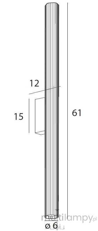 Kinkiet Fayette 1xLED 12W IP44 w kolorze czarnym, o cylindrycznym kształcie, z widocznymi wymiarami 61 cm długości, 6 cm średnicy, montowany na ścianie, z prostym, minimalistycznym designem.