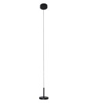 Czarna lampa wisząca Ibiza z jedną żarówką LED 8W, o prostym, minimalistycznym designie. Produkt zawieszony na cienkim przewodzie, z okrągłą podstawą i sufitowym mocowaniem. Idealna do nowoczesnych wnętrz.