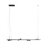 Lampa wisząca Ibiza z 4 źródłami LED o mocy 32W w kolorze czarnym. Produkt ma minimalistyczny, prostokątny kształt, z dwiema okrągłymi podstawami. Zawieszona na cienkich przewodach, idealna do nowoczesnych wnętrz.