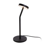 Lampa stołowa Ibiza, czarna, z pojedynczym źródłem światła LED 6W. Posiada smukły, zakrzywiony trzon oraz okrągłą podstawę. Kąt ujęcia frontalny, widoczny przewód zasilający. Idealna do nowoczesnych wnętrz.