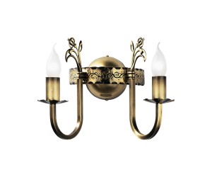 Korona kinkiet świecznikowy 2xE14 mosiądz patynowany 280