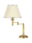 Lampa stołowa Classic w mosiądzu satynowanym z białym kloszem w kształcie stożka. Ustawiona na okrągłej podstawie, z regulowanym ramieniem, co umożliwia dostosowanie kąta światła. Idealna do biura lub sypialni.