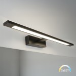 Kinkiet Klimt L60 LED 12W CCT IP44 w kolorze czarnym, z prostokątnym kloszem, montowany na ścianie, emitujący regulowane światło. Wymiary: długi, smukły design, idealny do nowoczesnych wnętrz.