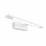 Kinkiet Klimt L40 LED 8W CCT IP44 w kolorze białym, o prostokątnej formie. Uchwyt montażowy z bryłą w kształcie prostokąta, z płaską listwą LED na górze, zamontowaną poziomo. Produkt przeznaczony do użytku wewnętrznego i zewnętrznego.