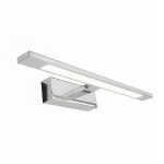Kinkiet Klimt L40 LED 8W CCT IP44 w kolorze chromu, z prostokątną, cienką lampą LED i eleganckim mocowaniem. Produkt zamontowany na ścianie, prezentujący nowoczesny design. Oświetlenie idealne do łazienki lub przestrzeni roboczej.