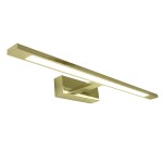Kinkiet Klimt L60 LED 12W CCT IP44 w kolorze złotym, prostokątny kształt, z płaską, cienką oprawą i zamontowanym źródłem światła. Zainstalowany na ścianie, w tle biały kolor, idealny do nowoczesnych wnętrz.