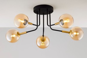 Burano lampa sufitowa 5xG9 czarna bursztynowy 2038