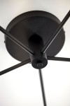 Czarna lampa sufitowa Prato z pięcioma oprawami G9, widok z dołu. Metalowa konstrukcja z cienkimi ramionami i okrągłym, matowym mocowaniem. Prosta forma, idealna do nowoczesnych wnętrz.