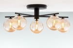 Lampa sufitowa Prato 5xG9 w kolorze czarnym z bursztynowymi kloszami. Posiada pięć okrągłych, przezroczystych kloszy, umieszczonych na czarnych ramionach. Montowana na suficie, zapewnia nowoczesne oświetlenie.
