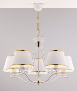 Samba żyrandol 5xE27 biały złoty 2084