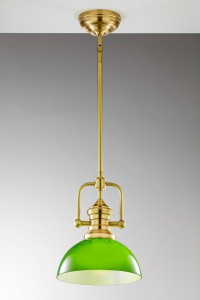 Platino lampa wisząca 1xE27 mosiądz szczotkowany zielony 2073