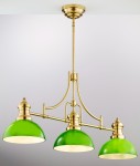 Platino lampa wisząca 3xE27 mosiądz szczotkowany zielony 2074