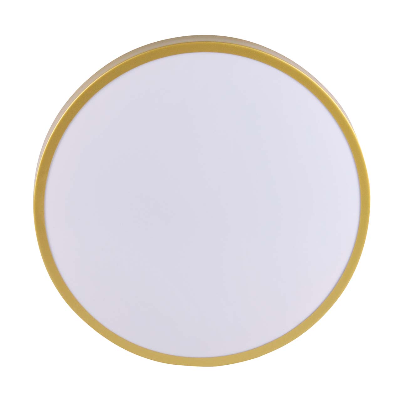 Plafon LED Kern D29 o średnicy okrągłej, z białą matową powierzchnią i złotą ramką. Wyróżnia się mocą 15W i temperaturą barwową 4000K. Zainstalowany w pozycji poziomej, idealny do oświetlenia wnętrz.