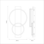 Lampa sufitowa LED Rowena o mocy 14W i temperaturze barwowej 4000K w kolorze czarnym. Kształt: dwa okręgi w różnych rozmiarach; wymiary: 520mm wysokości, 300mm szerokości, 90mm głębokości. Ujęcie z góry, ukazujące szczegóły konstrukcji.