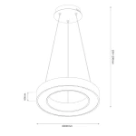 Lampa wisząca LED Union 40W CCT w kolorze złotym, okrągła, o średnicy 400 mm i wysokości regulowanej od 200 do 1200 mm. Wyróżnia się prostym, nowoczesnym designem z dwoma okrągłymi elementami w strukturze.